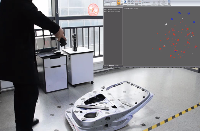 부품의 마커 이미지를 캡처하는 사진 측량 시스템